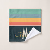 les années 70 Retro Monogrammed rose et bleu marin (Gant de toilette)