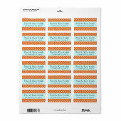 les années 70 Retro Orange Dots Étiquette texturé (Feuille entière)