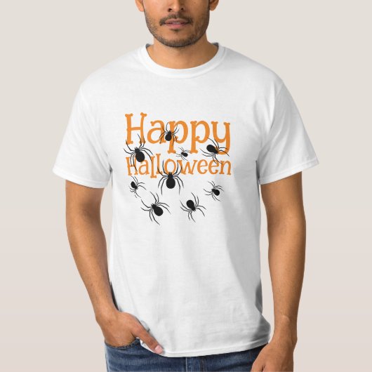 Les araignées Joyeux Halloween T-shirt noir et ora (Devant)