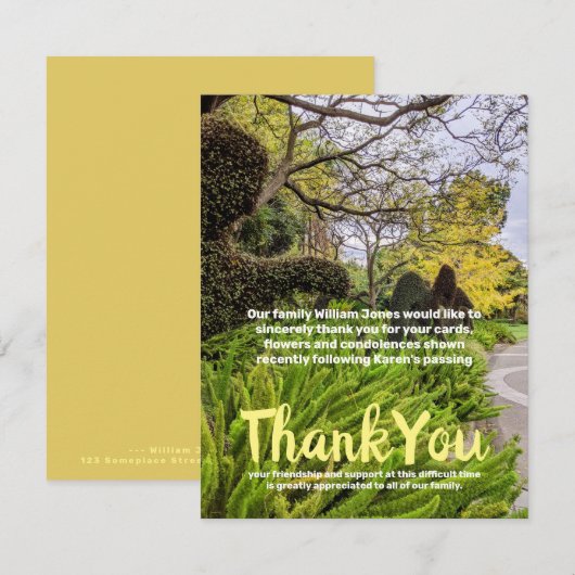 Les arbres d'automne Le Carte de remerciements ver (Devant / Derrière)