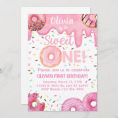 Les beignets roses adorent une fille invitation d' (Devant / Derrière)