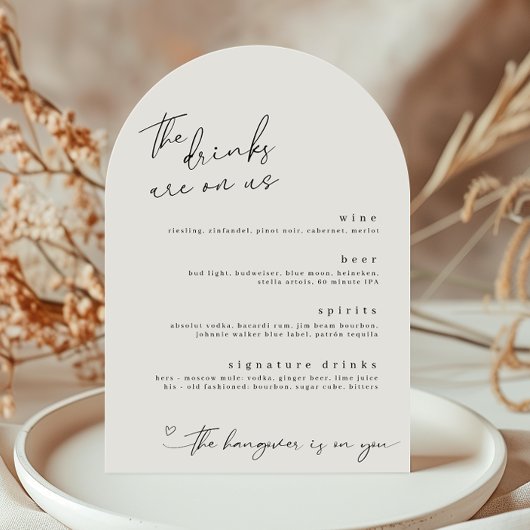 Les boissons sont sur nous Mini-Boissons Carte Men