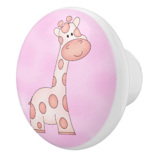 Les boutons de l'enfant et la girafe rose mignonne
