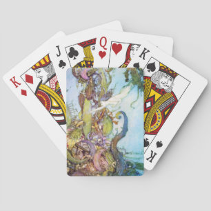 Les cartes de jeu vintages d'art de petite sirène