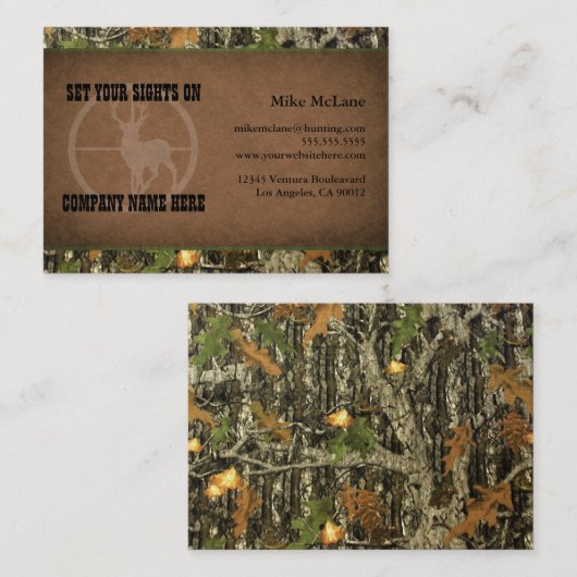 Les Cartes de visite camo de Hunter (Devant / Derrière)
