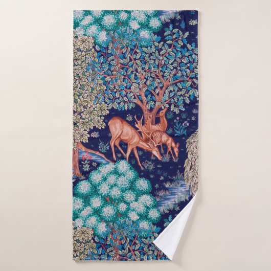 Les cerfs dans la forêt, William Morris (Serviette de bain)