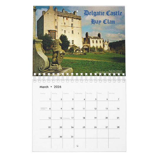 Les châteaux des anciens clans écossais Calendrier (Mar 2026)