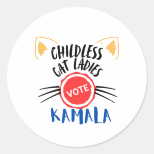 Les chats sans enfants Votent Kamala Round Sticker