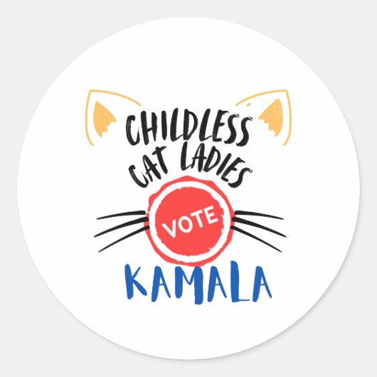 Les chats sans enfants Votent Kamala Round Sticker (Devant)