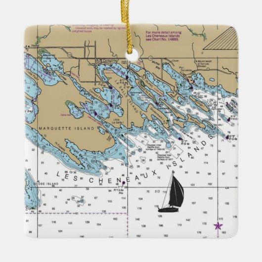 Les Cheneaux Islands MI Chart Keramisch Ornament (Voorkant)
