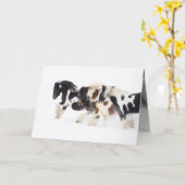 Les Chevaux de Gyosy courent sur la carte de voeux (Fleur jaune)