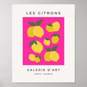 Les Citrons 02 Retro Lemon Hot Pink Poster