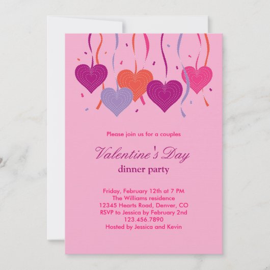 Les coeurs à cordes Invitation de la Saint Valenti (Devant)