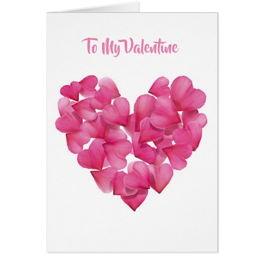 Les coeurs de pétales Roses de la carte de Valenti (Devant)