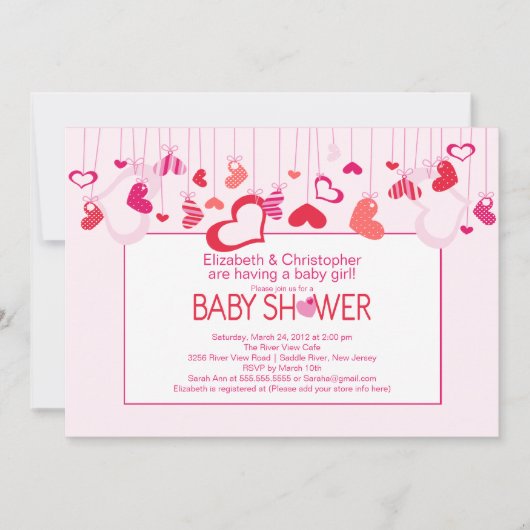 Les Coeurs modernes Invitation Baby shower des cou (Devant)