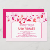 Les Coeurs modernes Invitation Baby shower des cou (Devant / Derrière)