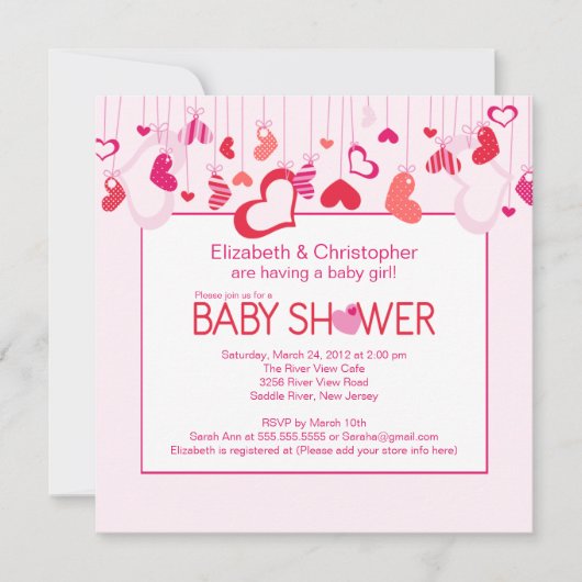 Les Coeurs modernes Invitation Baby shower des cou (Devant)
