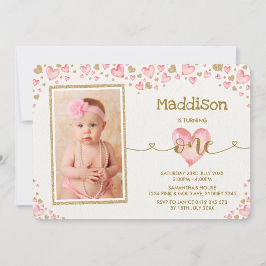 Les Coeurs roses adorent le premier Invitation d'a (Devant)