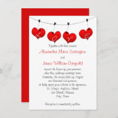 Les Coeurs rouges en Faire-part de mariage d'amour (Devant / Derrière)