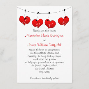 Les Coeurs rouges en Faire-part de mariage d'amour