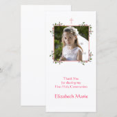 Les coins floraux roses de l'Merci religieux Carte (Devant / Derrière)