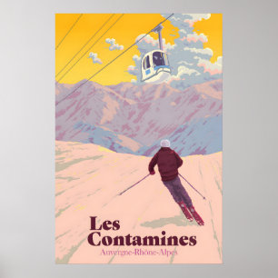Les Contamines Montjoie Skigebied Reisposter Poster
