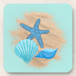 Les coquillages sur les Dessous de verre de plage