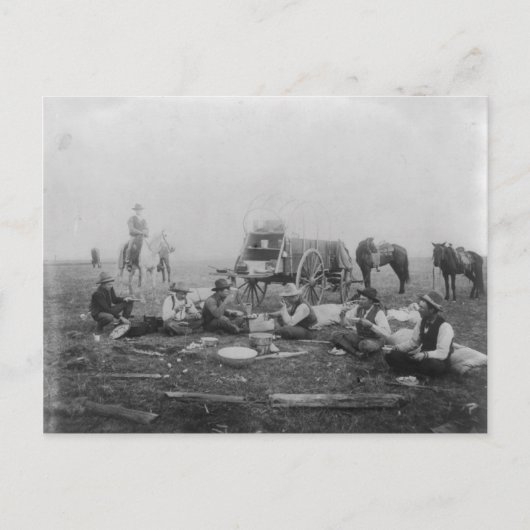 Les Cowboys Mangeant Sur La Carte Postale Range (Devant)