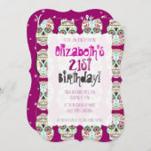 Les crânes de Feliz Muertos sur des invitations pe (Devant / Derrière)