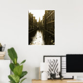 Les cygnes à Amsterdam Canal à Dawn Poster Art (Bureau à domicile)