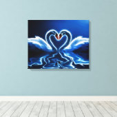 Les cygnes dans l'amour toile enveloppée (Insitu (Plancher de Bois))