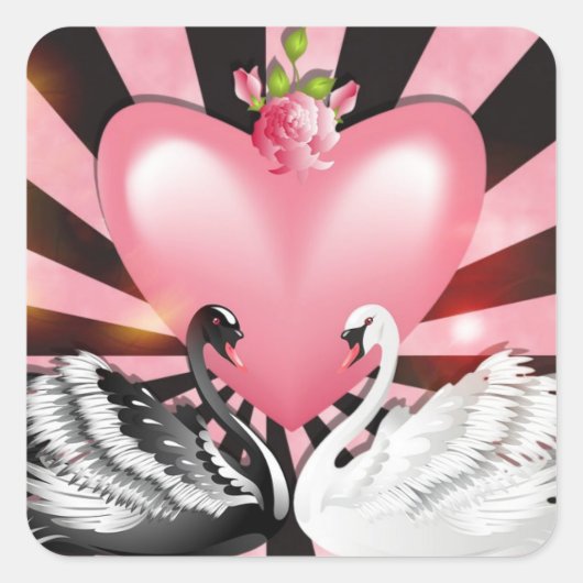 Les cygnes des autocollants d'amour (Devant)