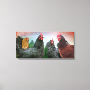 Les Dames de Poulets 26x12 toile étirée
