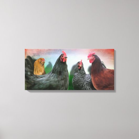Les Dames de Poulets 26x12 toile étirée (Recto)