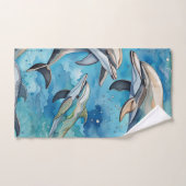 Les dauphins nageant dans la mer (Serviette à main)