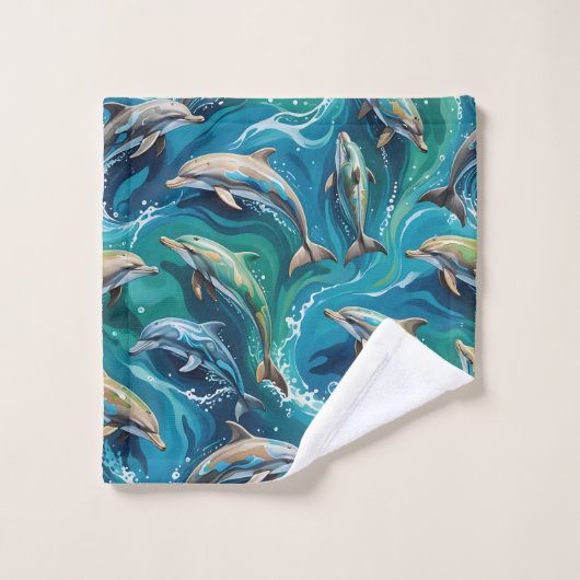 Les dauphins nagent (Gant de toilette)