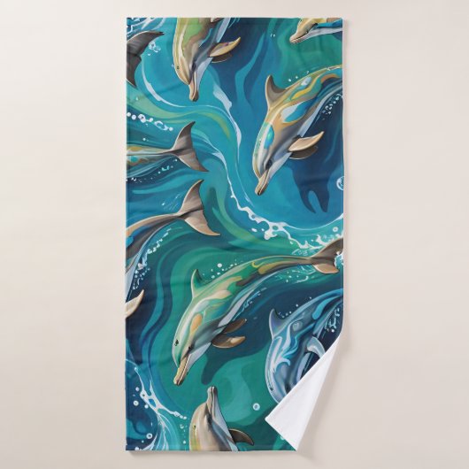 Les dauphins nagent (Serviette de bain)
