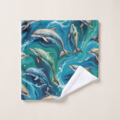 Les dauphins nagent (Gant de toilette)