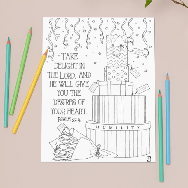 Les désirs de votre coeur Écriture Coloriage Carte (Créateur téléchargé)