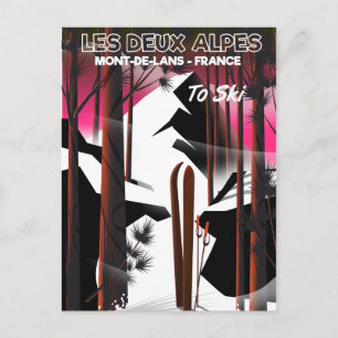 Les Deux Alpes, Franse skiposter Briefkaart