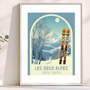 Les Deux Alpes Isère Frankrijk skigebied Poster