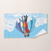 Les deux superhéros de SlipperyJoe embrassant un v (Serviette à main)