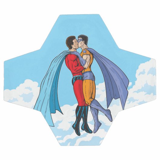 Les deux superhéros de SlipperyJoe embrassant un v (Plat)