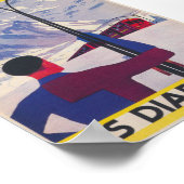 Les Diablerets Suisse Poster de ski Vintage (Coin)