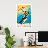 Les Diablerets Switzerland Vintage Ski Poster (Bureau à domicile)