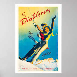 Les Diablerets Zwitserland Oude Ski Poster