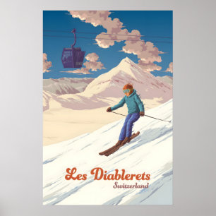 Les Diablerets Zwitserland Skigebied Reizen Poster