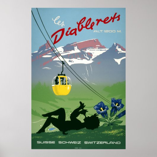 Les Diablerets, Zwitserland, Vintage Travel Poster (Voorkant)