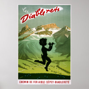 Les Diablerets, Zwitserland, Vintage Travel Poster