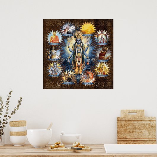 Les Dix Avatars De Vishnu - Impression Cadrée Pers (Cuisine)